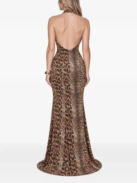 Rochie maxi Roserry cu imagine cu model leopard maro