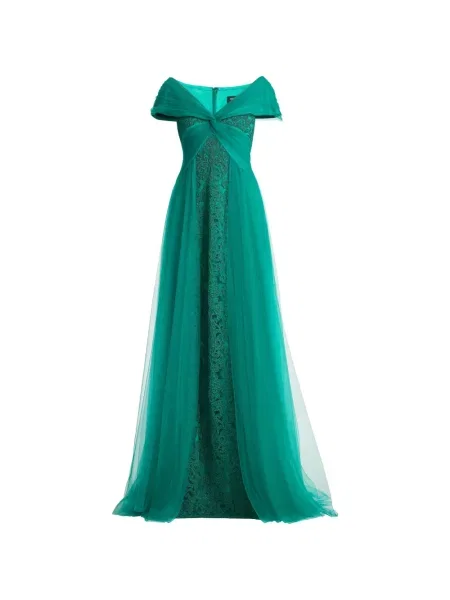 Rochie maxi Tadashi Shoji din dantelă verde