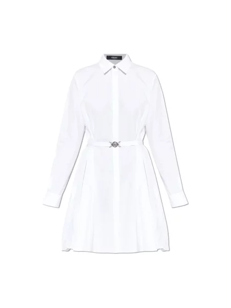 Sukienka koszulowa Versace koronkowa biała