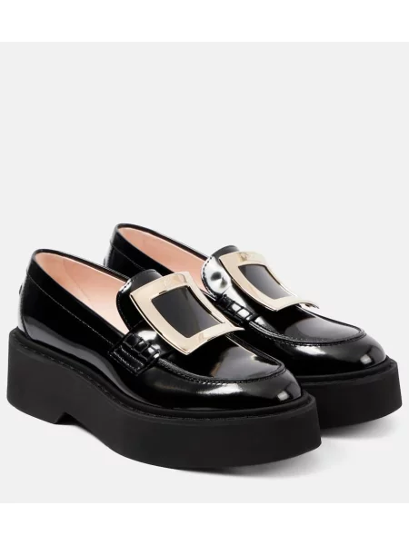 Pantofi loafer Roger Vivier din piele cu platformă de lac negru