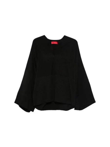 Bluzka Thelatest z dekoltem w serek czarna