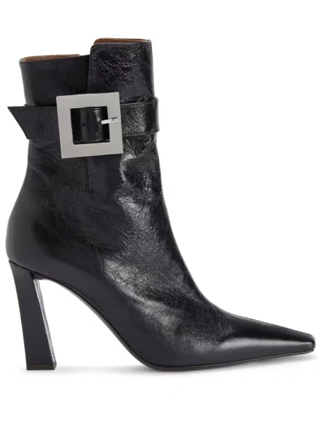 Cizme scurte Giuseppe Zanotti din piele cu cataramă negru