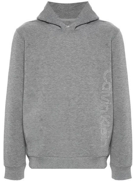 Hanorac cu glugă Calvin Klein din fleece cu imagine gri