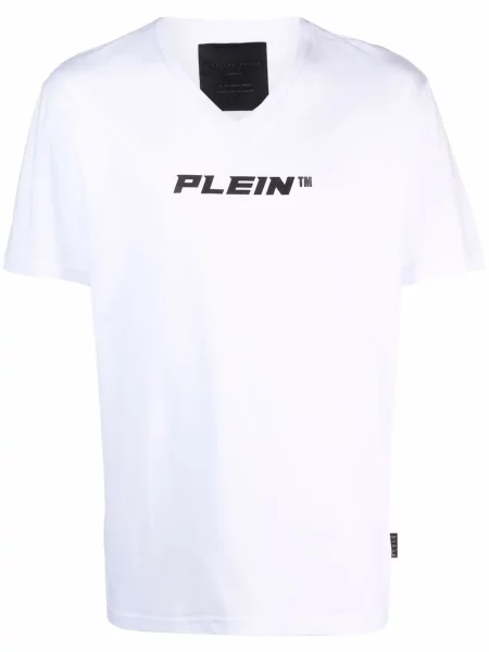 Tricou Philipp Plein cu imagine cu decolteu în V alb
