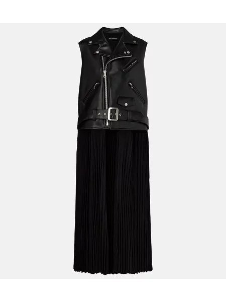 Maksi sukienka maxi Junya Watanabe skórzana garniturowa czarna