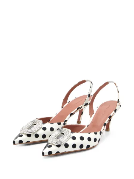 Pantofi cu toc Amina Muaddi cu buline slingback alb