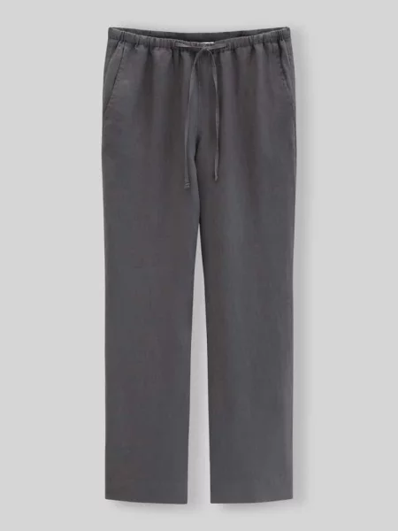 Spodnie o kroju straight fit z czystego lnu Marc O'polo szare