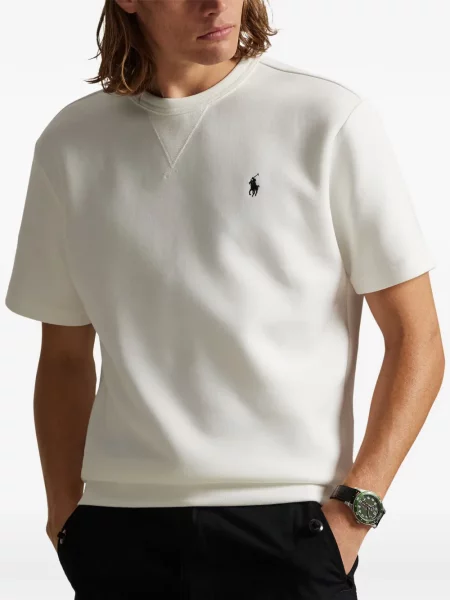 Fleece polo Polo Ralph Lauren με κέντημα με λαιμόκοψη v κόκκινο