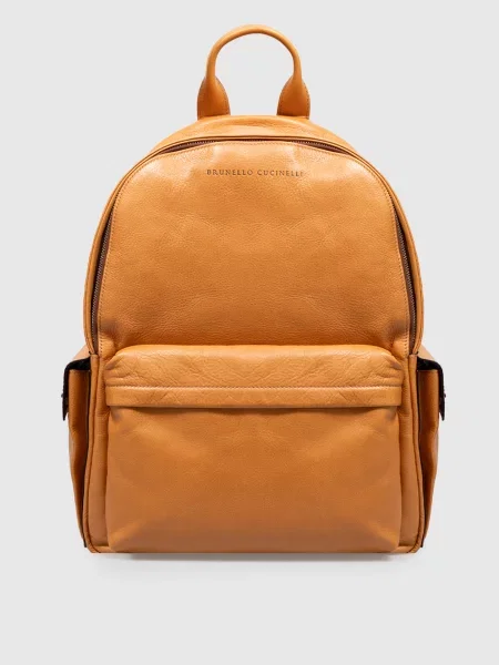 Кожаный рюкзак Brunello Cucinelli коричневый