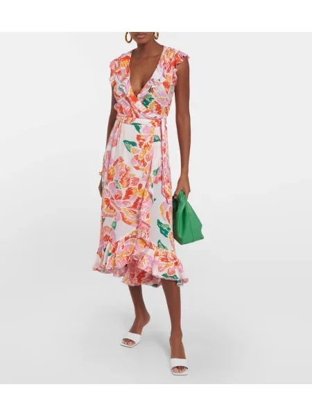 Rochie midi Poupette St Barth cu model floral până la genunchi de costum