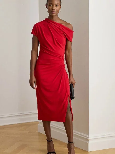 Lauren Ralph Lauren sukienka midi dopasowana czerwony