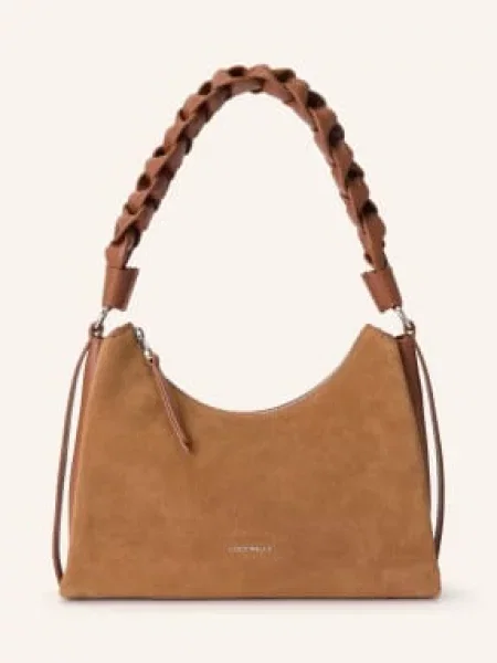 Coccinelle torebka zamszowa BOHEME SUEDE BIMATERIAL brązowy