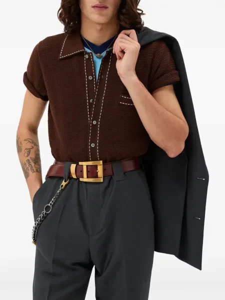 Плетена риза Versace кафяво
