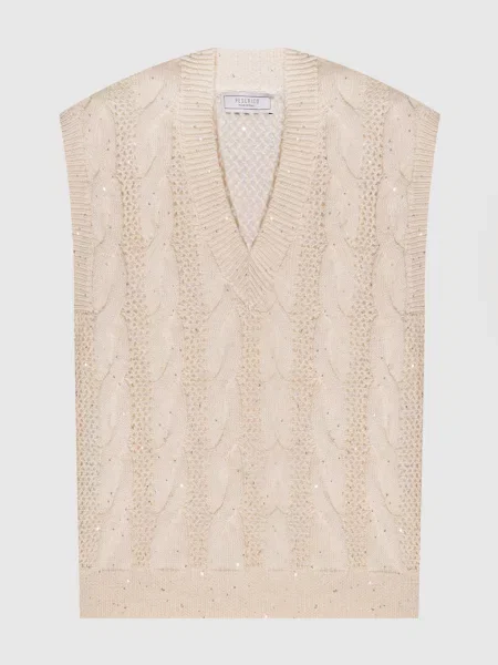 Жилет у візерунок з паєтками Peserico бежевий