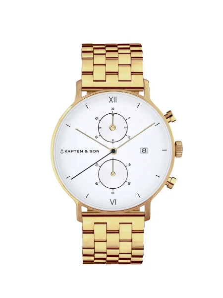 Kapten & Son Ceas analogic Chrono Small Gold Steel auriu