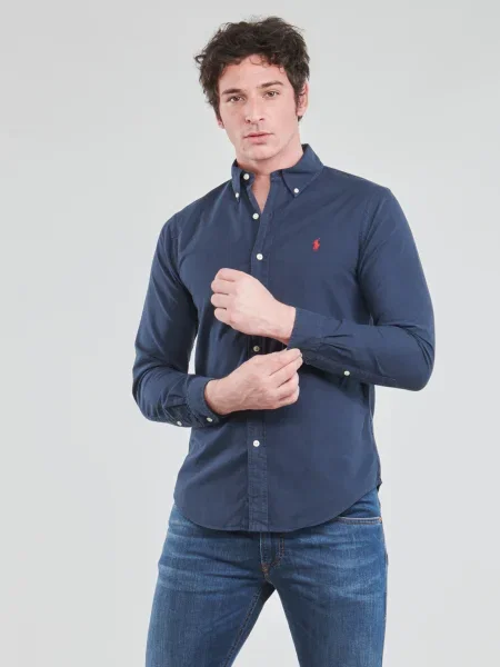 Chinos nohavice Polo Ralph Lauren s výšivkou keper modrá