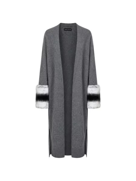 Garnitură de blană cardigan Izaak Azanei cu blană gri