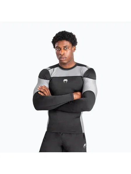 Trening bărbați cu mânecă lungă Venum Tempest Rashguard negru/gri negru