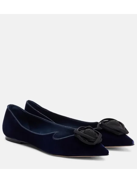 Balerini Roger Vivier de catifea albastru