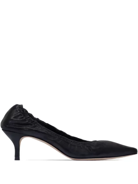 Pantofi cu toc Bernardo din piele cu volane negru