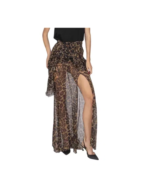 Wielobarwność spódnica Blumarine z falbankami brązowa