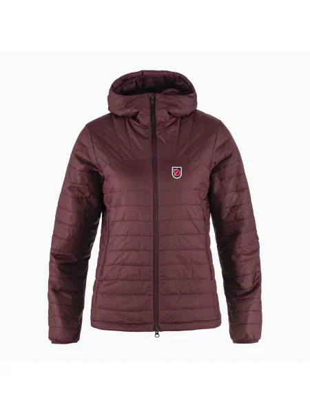 Дамско яке с пухена качулка Fjällräven Expedition X-lätt Hoodie port винено червено