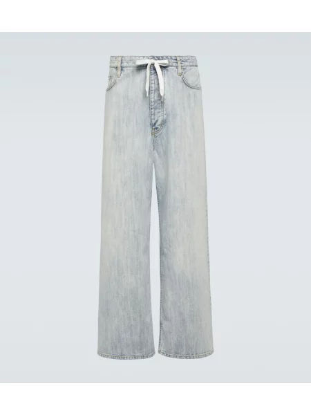 Hlače Balenciaga keper modra