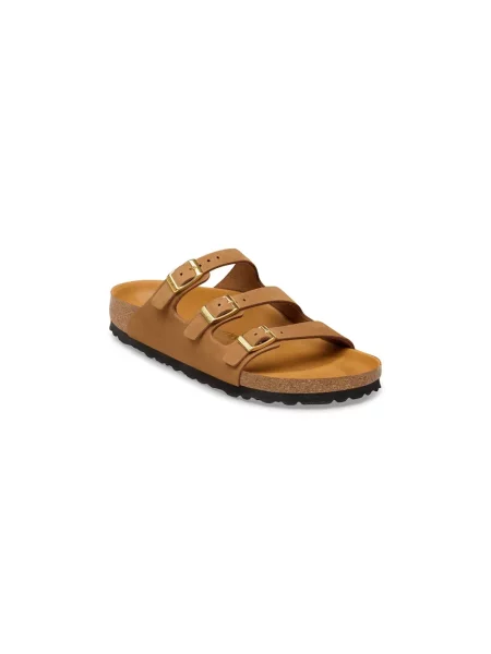 Birkenstock klapki zamszowe Florida brązowe