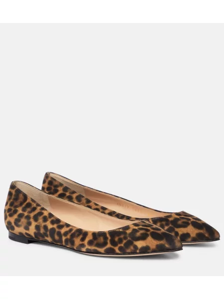 Balerini Gianvito Rossi cu imagine cu model leopard maro