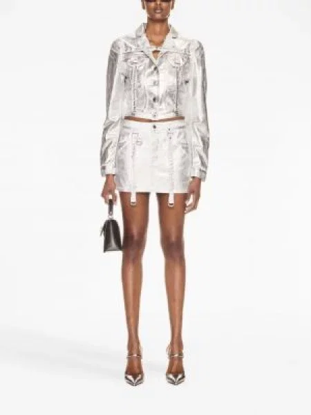Laminuotas striukė Off-white apkarpytas balta