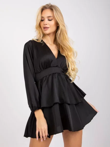 Rochie Fashionhunters cu volane de costum negru