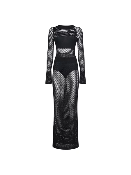 Długa sukienka maxi Silvian Heach z siateczką garniturowa czarna
