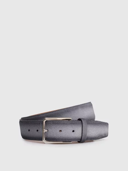 Замшевый ремень Santoni с ремешками серый