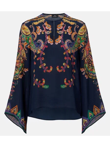Jedwabny top Etro z nadrukiem z wzorem paisley