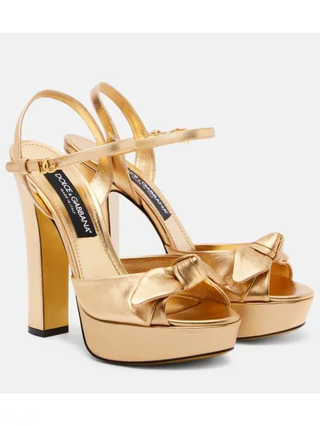 Sandale Dolce&gabbana din piele cu platformă auriu
