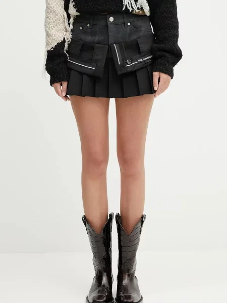 Andersson Bell spódnica z wełną Inside Out Pleats mini rozkloszowana czarny
