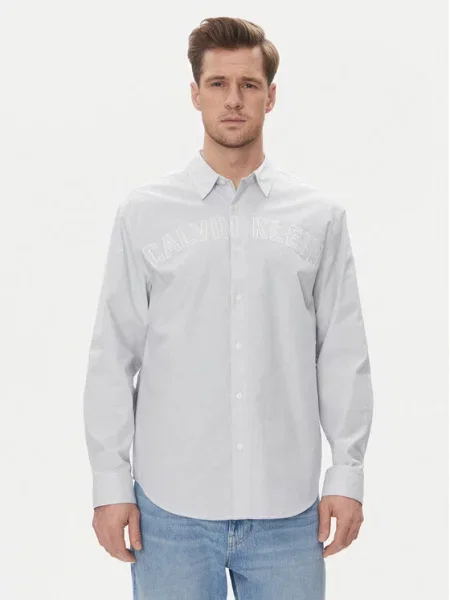 Calvin Klein Jeans koszula relaxed z kołnierzykiem klasycznym niebieski