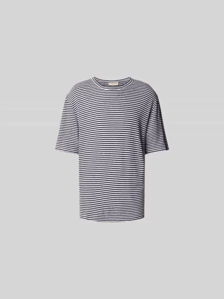 T-shirt o kroju regular fit z mieszanki lnu Officine Generale granatowa