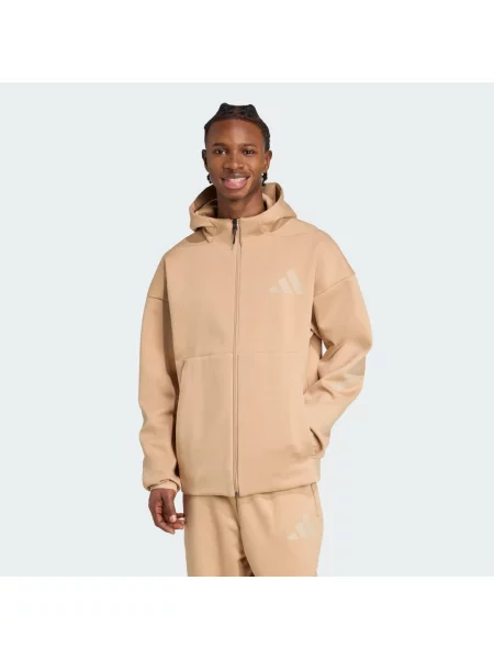 Bluza dresowa New adidas Z.N.E. Full-Zip Hooded brązowa