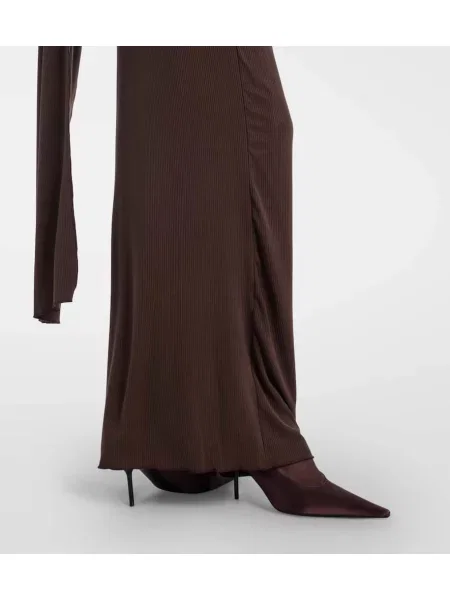 Rochie maxi Aya Muse drapată de costum maro