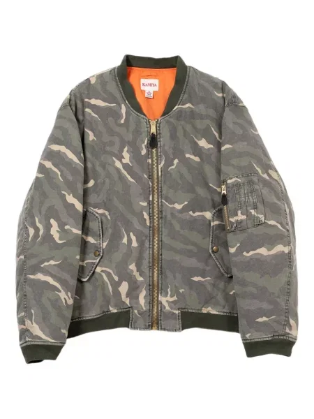 Geacă bomber Kamiya cu model camuflaj verde