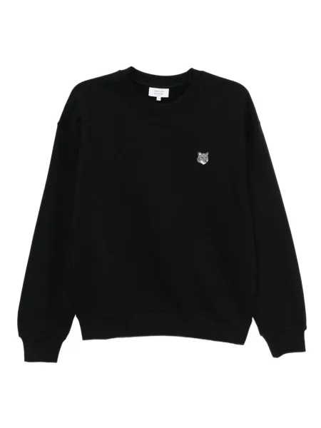 Mikina Maison Kitsuné s výšivkou černá