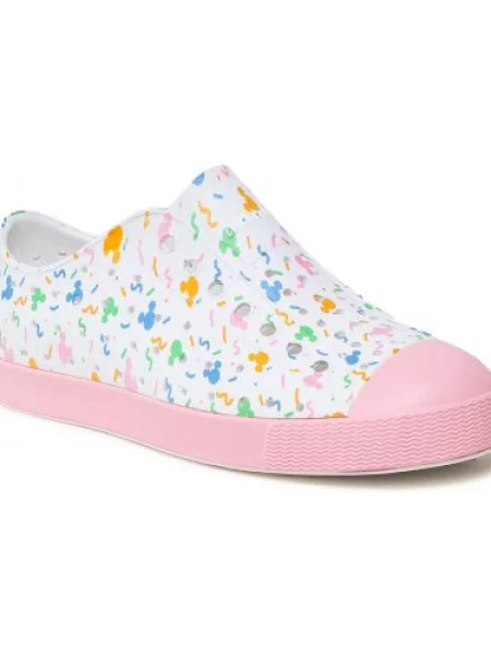 Native Jefferson Print Disney Jr detské tenisky shell white/princess pink/pastel white confetti biela