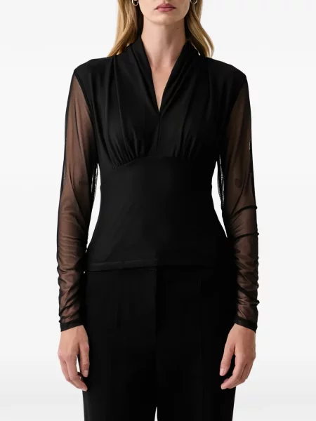 Bluză Dkny cu volane plasă negru