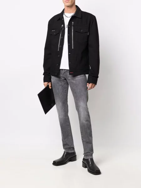 Jeansy Philipp Plein z niską talią szare