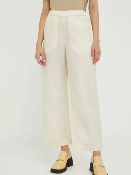 Панталон Lovechild с широка каройка с висока талия бежово