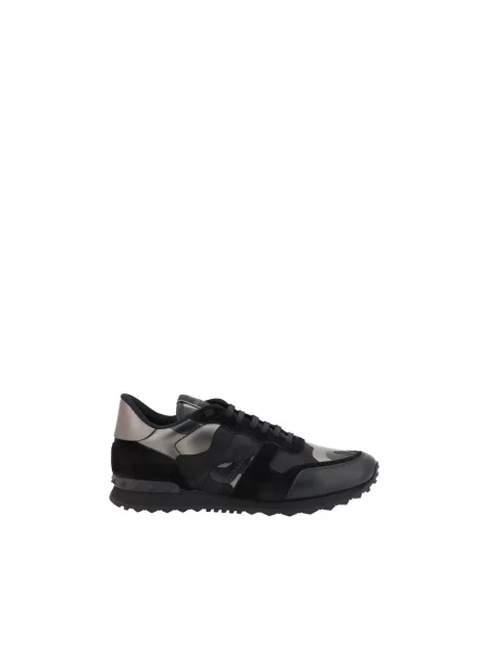 Lniane sneakersy Valentino Garavani w kamuflażu szare