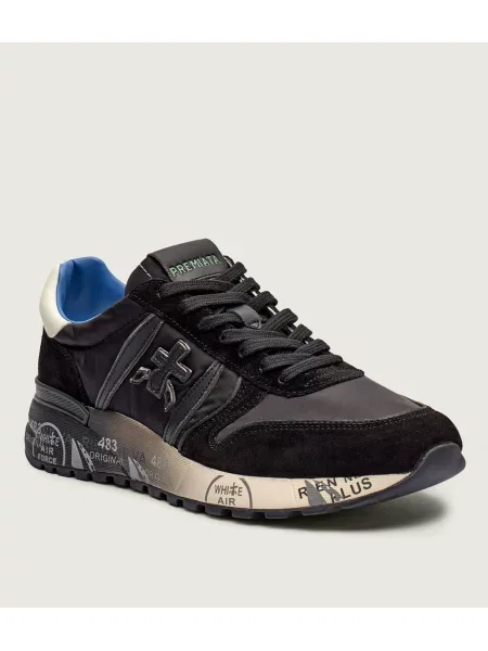 Premiata Sneakers lander cu adaos de piele negru