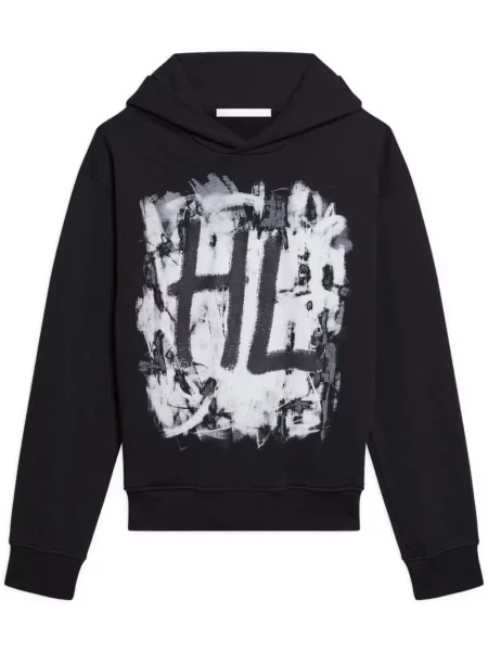 Hanorac cu glugă Helmut Lang cu imagine negru