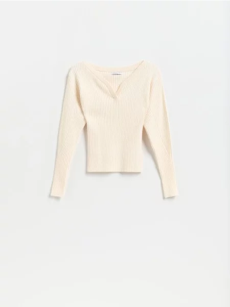 Reserved Pulover din tricot striat cu conținut ridicat de nude